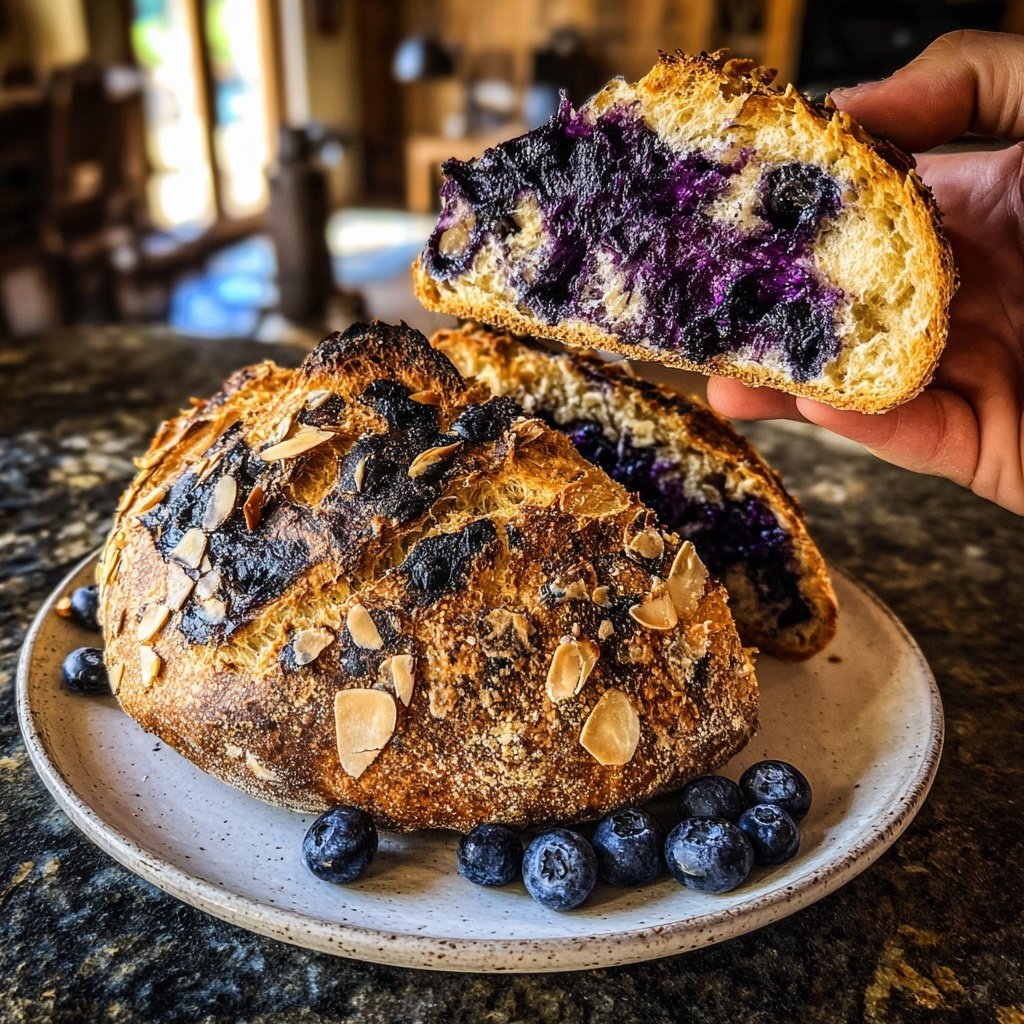 Blueberry Lemon Sourdough with Almond Topping