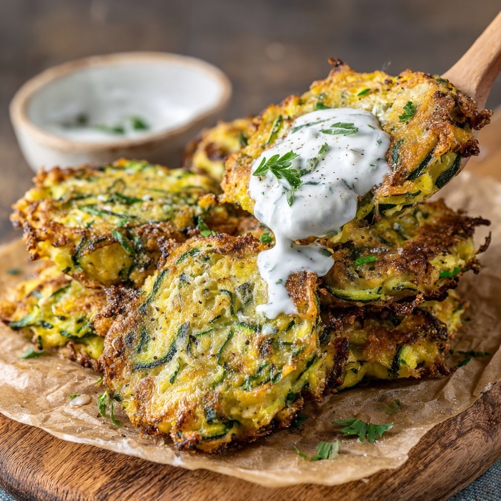 Zucchini Fritters with Tzatziki