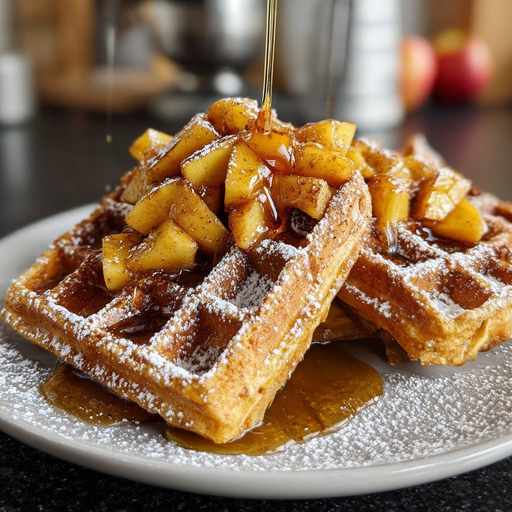 Warm Apple Cinnamon Waffles
