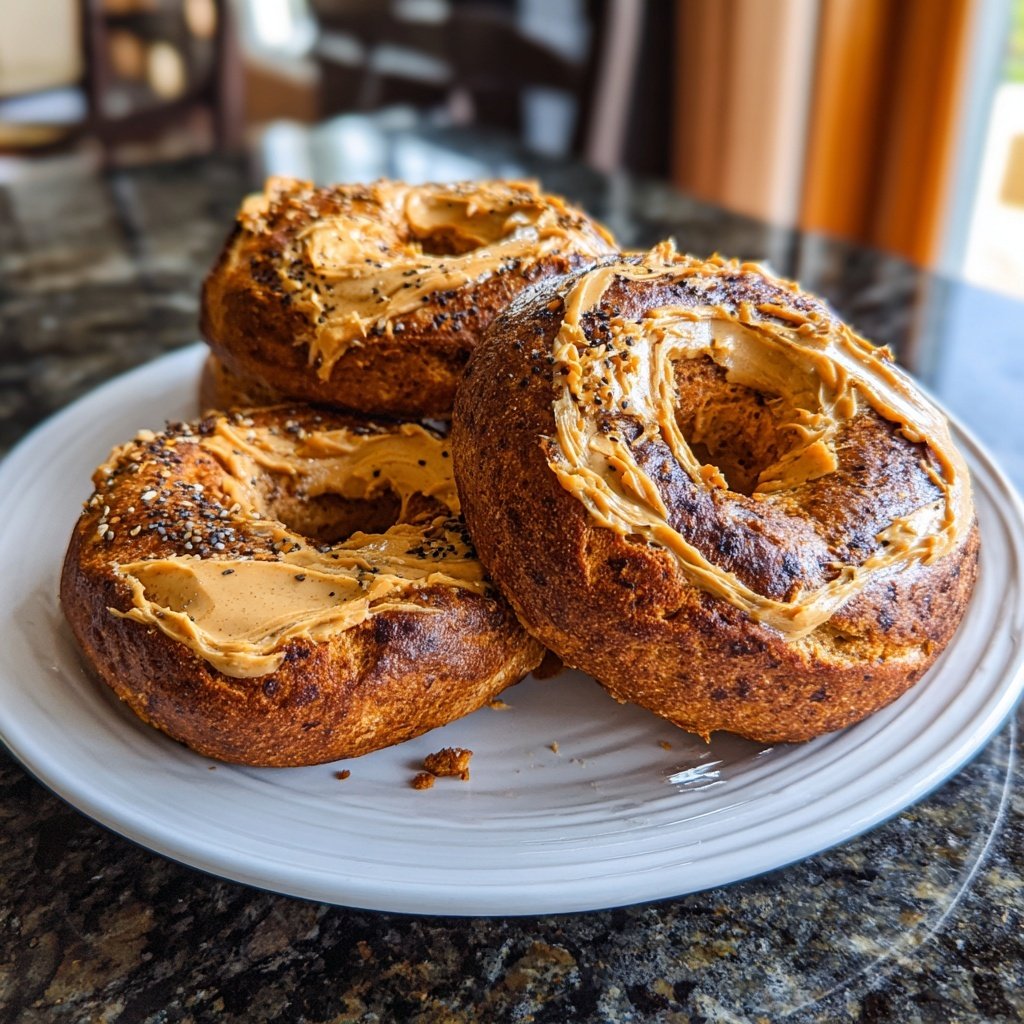 Protein Bagels with Peanut Butter Swirl
