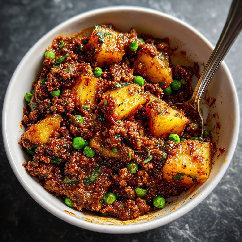 Lamb Keema Potatoes Peas Spicy