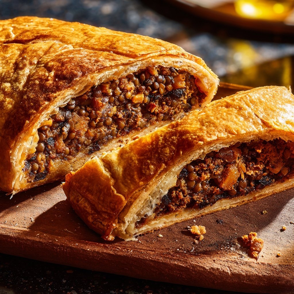 Vegan Mincemeat Wellington with Lentils