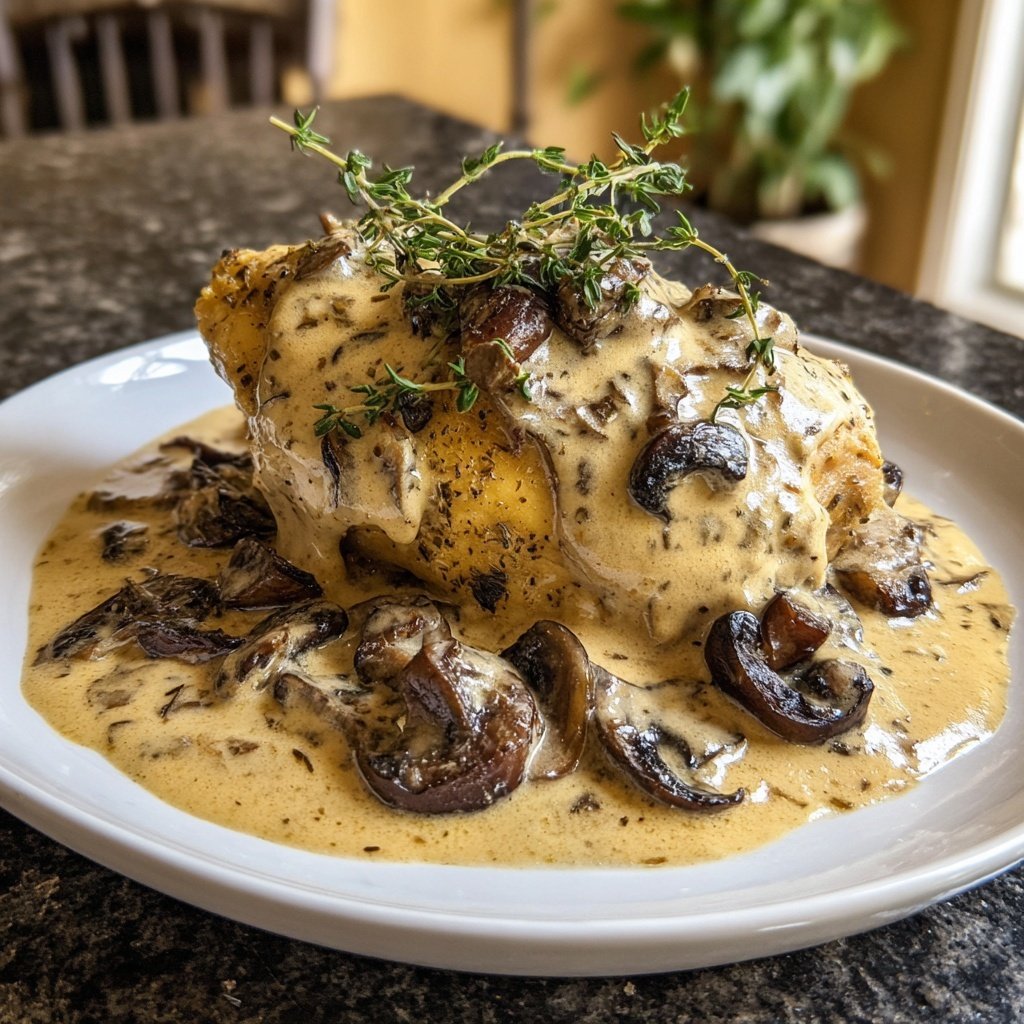 Thyme Parmesan Mushroom Gravy Chicken