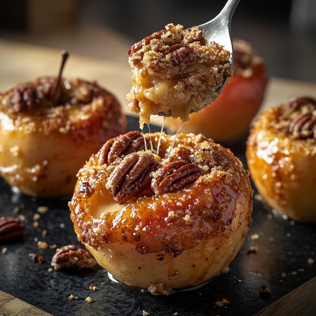Festive Baked Apples with Marzipan and Pecans