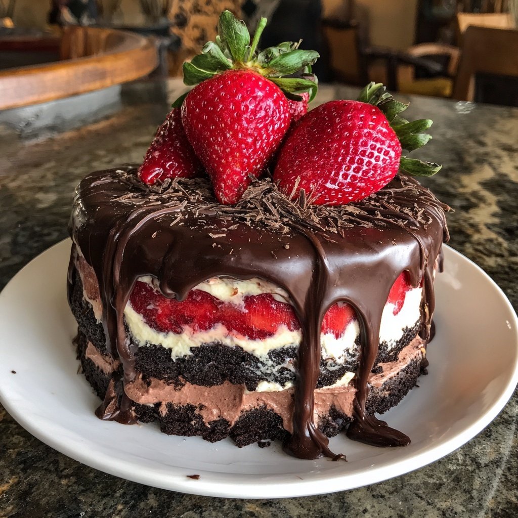 Chocolate Covered Strawberry Galentine's Cake