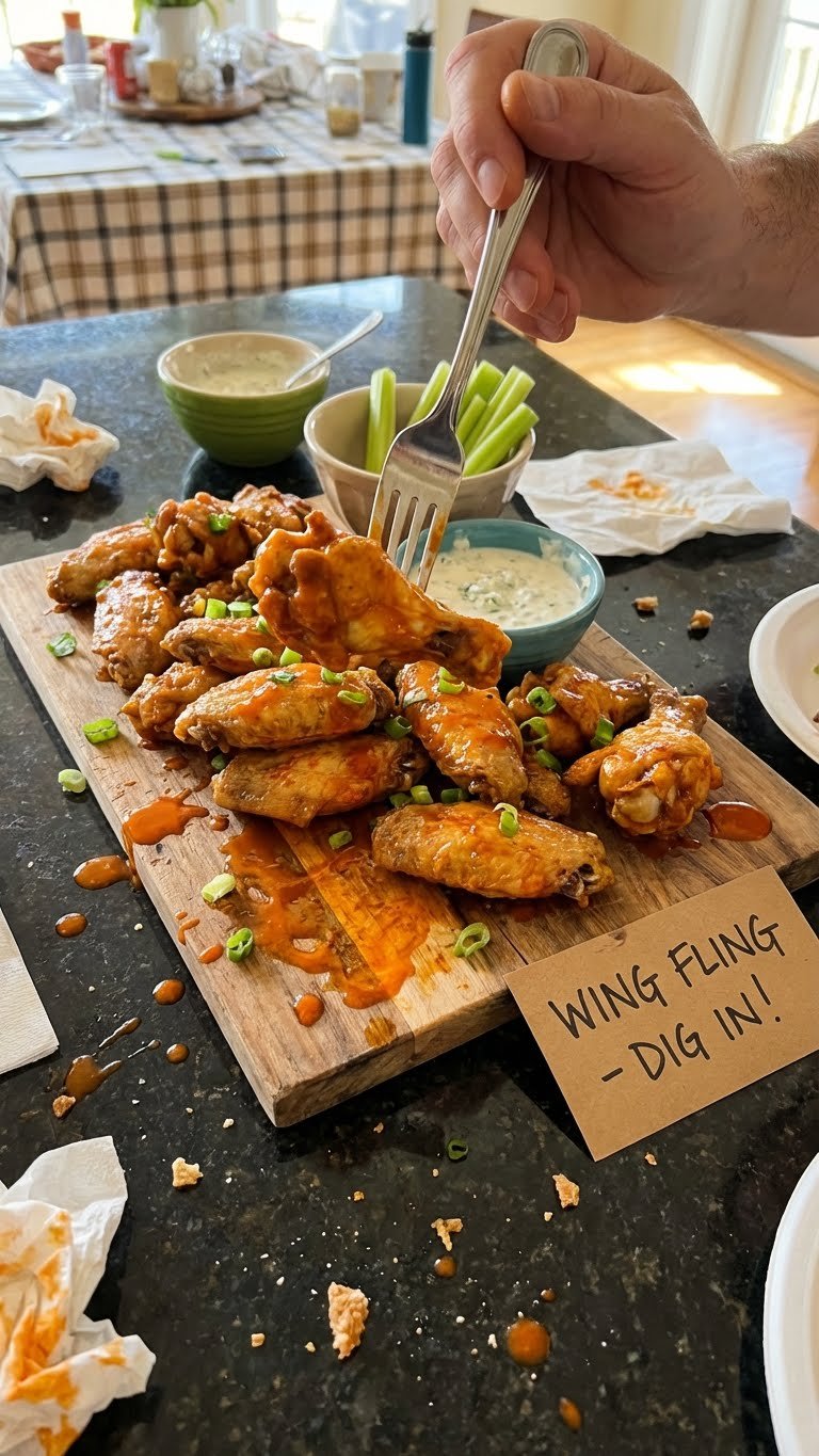 Whimsical Chicken Wing Party Spread