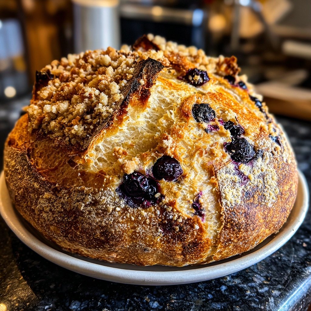 Lemon Blueberry Sourdough with Pecan Crumble