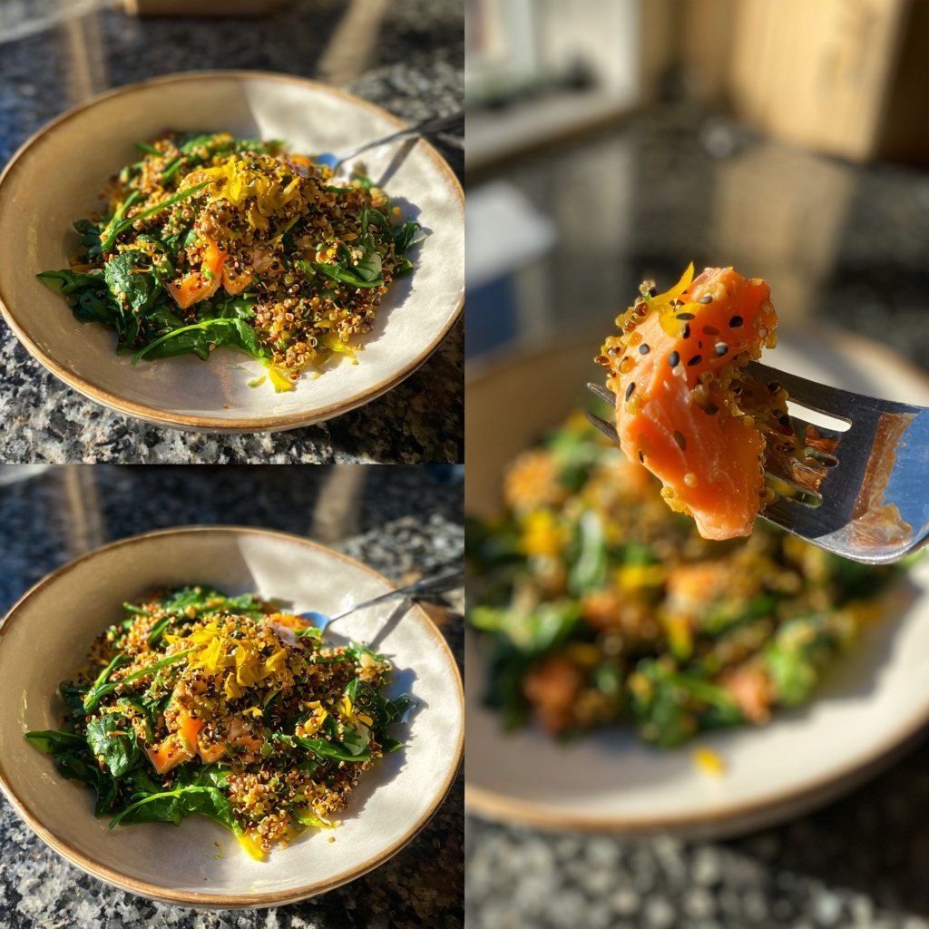 Warm Salmon Quinoa Salad
