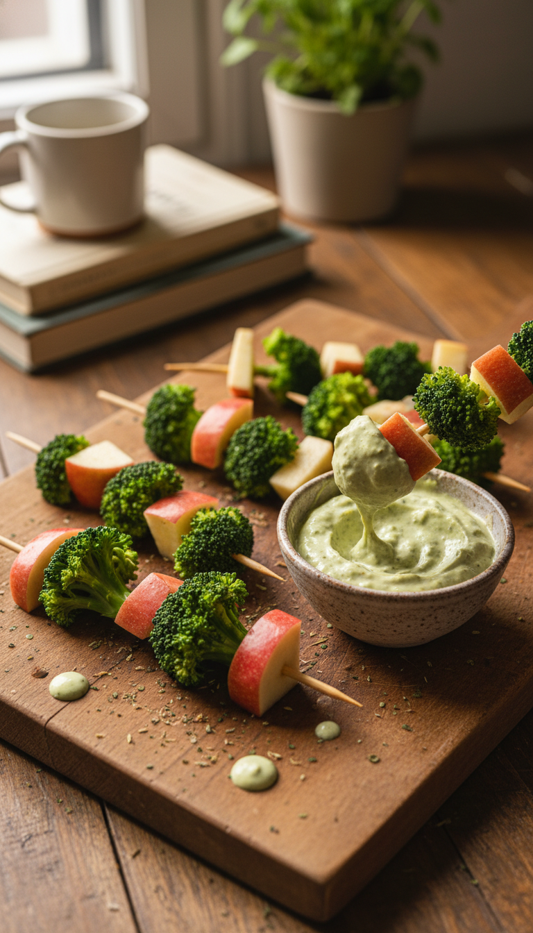 Broccoli Apple Skewers with Dip